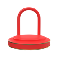 Modern red and gold round podium. 3d render png