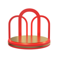 Modern red and gold round podium. 3d render png