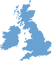 Blue hexagon shape United Kingdom map png