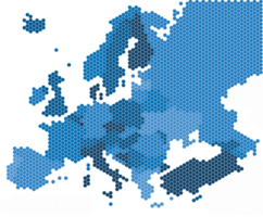 Geometry hexagon form of Europe map png