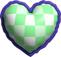 aesthetic cute 3d checkers checkerboard heart shape png