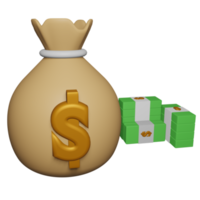 icono de bolsa de dinero 3d, adecuado para elementos adicionales en el diseño de plantillas, carteles y pancartas png