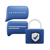 Bubble chat with Padlock 3d blue icon, suitable for additional elements in template, poster and banner designs png