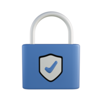 Padlock 3d blue icon, suitable for additional elements in template, poster and banner designs png