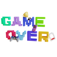 3d render game over text png