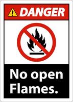 Danger No Open Flames Label Sign On White Background vector