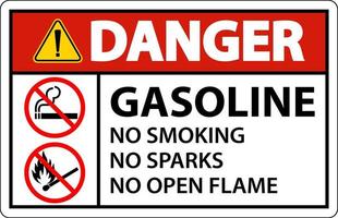 Danger Gasoline No Smoking Sparks Or Open Flames Sign vector