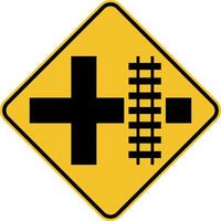 Highway Light Rail Transit Grade Crossing Right Sign vector
