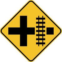 Highway Light Rail Transit Grade Crossing Right Sign vector