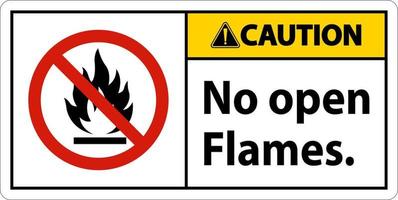 Caution No Open Flames Label Sign On White Background vector