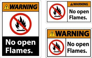 Warning No Open Flames Label Sign On White Background vector