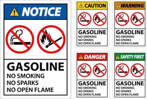 Gasoline No Smoking Sparks Or Open Flames Sign vector