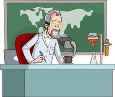 Medical tests illustration. Scientist in chemical laboratory. vector