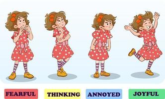 different emotions and expressions of girl vector