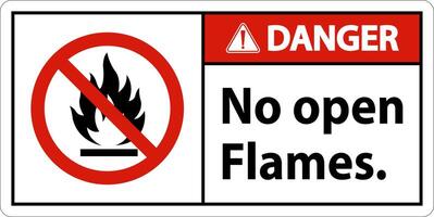 Danger No Open Flames Label Sign On White Background vector