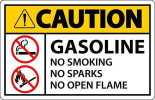 Caution Gasoline No Smoking Sparks Or Open Flames Sign vector