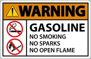 Warning Gasoline No Smoking Sparks Or Open Flames Sign vector