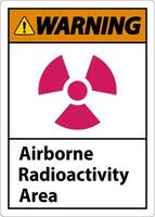 signo de símbolo de área de radiactividad aerotransportada de advertencia sobre fondo blanco vector