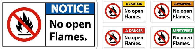 No Open Flames Label Sign On White Background vector