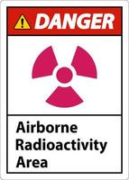 signo de símbolo de área de radiactividad aerotransportada de peligro sobre fondo blanco vector