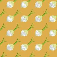 Hand drawn onion bulb seamless pattern. Onion in doodle style endless wallpaper. vector
