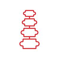 eps10 vector rojo columna vertebral humana huesos estructura icono aislado sobre fondo blanco. símbolo de esquema de diagnóstico de la columna vertebral en un estilo moderno y plano simple para el diseño de su sitio web, logotipo y aplicación móvil