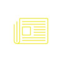 eps10 yellow vector article or newspaper line art icon isolated on white background. press or magazine outline symbol in a simple flat trendy modern style for your website design, logo, and mobile app