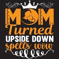 mom turned upside down spells wow vector