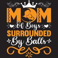 mom of boys surrounded by balls vector