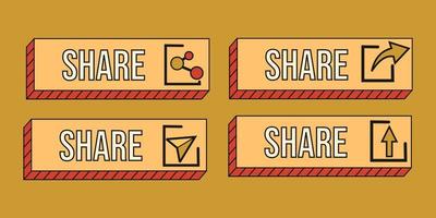 retro style share icon button set.vector illustration template for video channel, blog, social media, website vector