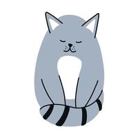 Cute gray cat. Hand drawn simple vector illustration