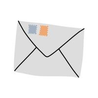 Letter postcard. Hand drawn simple vector illustration of mail