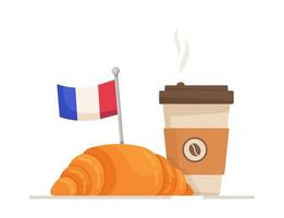 banner de desayuno francés sobre fondo blanco. vector