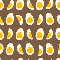 Pattern of boiled eggs isolated on a brown background vector