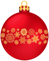 bola de natal vermelha com flocos de neve png