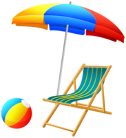 Beach Umbrella with Chair and Ball png