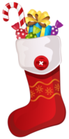 Red Christmas Stocking with Candy Cane png