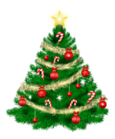 árvore de natal com enfeites de natal e estrela