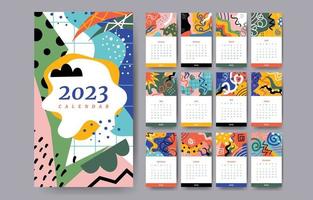 Conjunto de diseño de calendario abstracto colorido 2023 vector