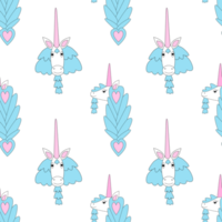 Seamless patterns with unicorns with a blue mane without a background png