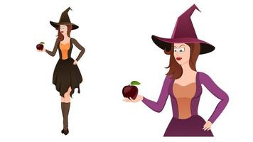 happy halloween, witch character vector illustration on white background.