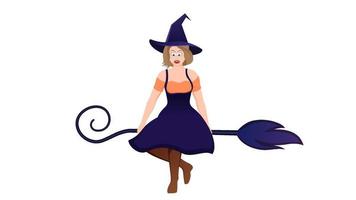 happy halloween, witch character vector illustration on white background.