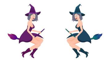 happy halloween, witch character vector illustration on white background.