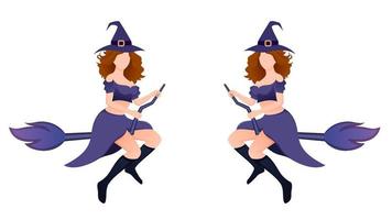 happy halloween, witch character vector illustration on white background.