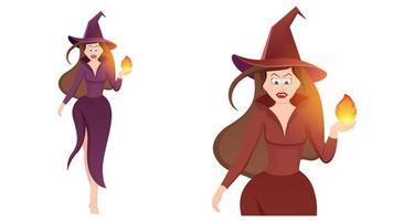 happy halloween, witch character vector illustration on white background.