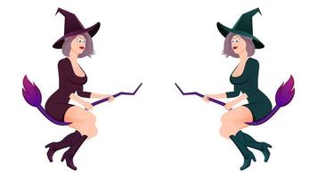 happy halloween, witch character vector illustration on white background.