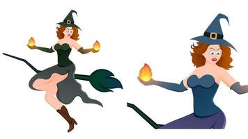 happy halloween, witch character vector illustration on white background.