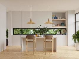 Luxury kitchen corner design with white wall. 3D illustration rendering photo
