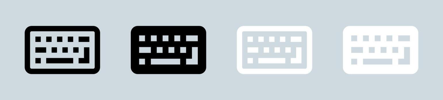 icono de teclado en blanco y negro. Ilustración de vector de signos de botón de computadora.