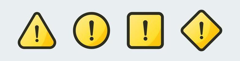 Warning message concept represented by exclamation mark icon. Exclamation symbol in different shape. vector